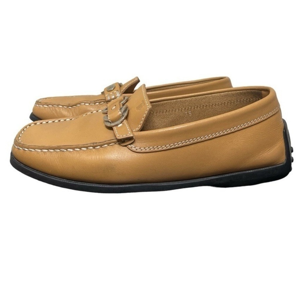 Tods Loafers Womens 35 Gommino Driving Shoes Tan Leather Buckle EUC